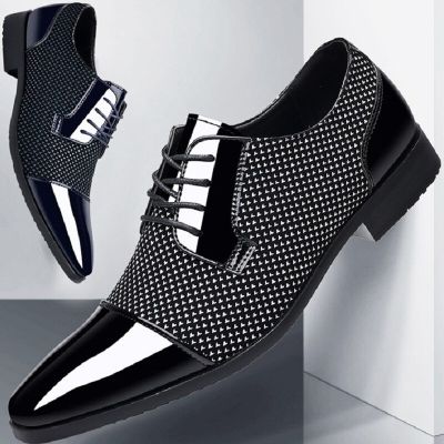 Mens Shoes Patent Leather Mens Dress Slip Casual Oxford Shoe Brand Moccasin Glitter Male Footwear Pointed Toe Men Man Luxury