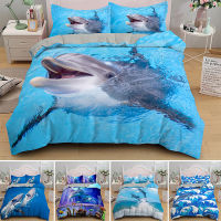 3D Dolphin In Blue Sea Queen King Size Bedding Sets Animal Single Quilt Duvet Cover Set Kids Bed Linen Bedclothes