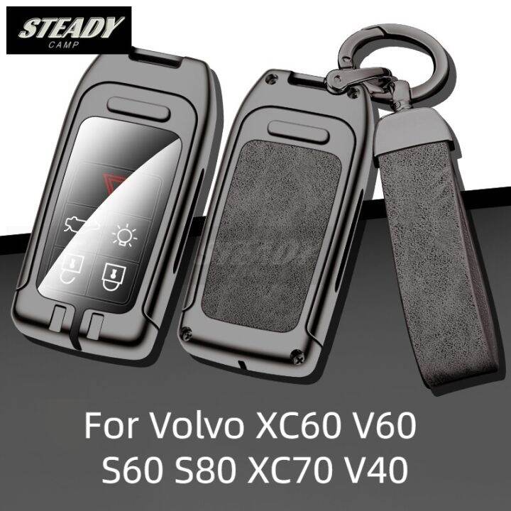 zinc-alloy-leather-car-remote-control-key-case-cover-for-volvo-xc60-v60-s60-s80-xc70-v40-shell-auto-keychain-accessories