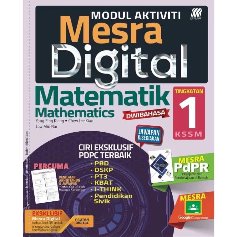 Sasbadi Buku Latihan Modul Aktiviti Mesra Digital Matematik Tingkatan 1 Kssm 2021 Lazada