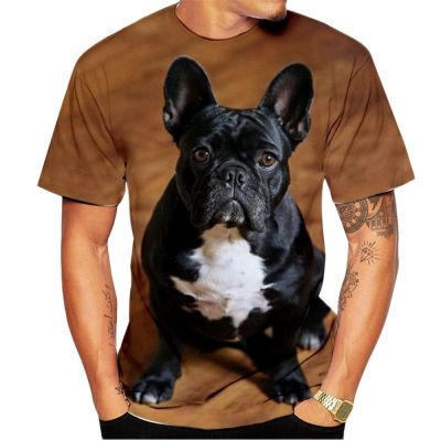 2022 New Cute French Bulldog 3D-printed Funny Hip Hop Street T-shirt Mens and Womens Trends Summer Casual Tops