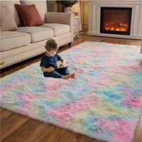 Shaggy Girl Rainbow Colors Cars For Living Room Large Push Soft Bedroom Rugs Bedside Childrens Room On The Floor Cute Mats