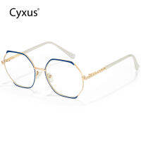 [มาใหม่] Cyxus แว่นสายตายาว ผญ แฟชั่นป้องกันรังสีสองสีกรอบแว่นตาโลหะการออกแบบป้องกันการระเบิดเลนส์โปร่งใส 8073