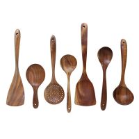 ✱❐ Teak long handle soup spoon wooden leaky spoon non stick pot spatula acacia wood kitchen utensils wooden spatula wooden rice