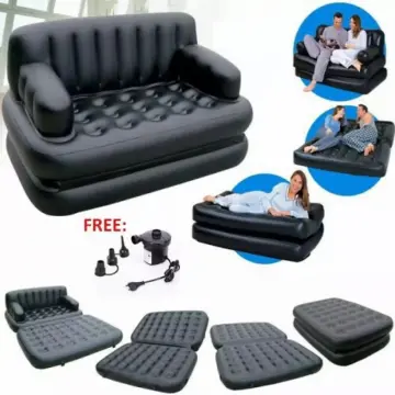 5 in 1 INFLATABLE DOUBLE COUCH SOFA LOUNGER MATTRESS AIRBED + FREE ELECTRIC  PUMP