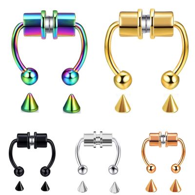 New Magnetic Nose Ring for Women Men Reusable Alloy False Nose Hoop Pircing Jewelry for Party Bar 2022