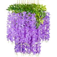 1Pc 110cm Wisteria Artificial Flower Silk Vine Hanging Garland Hanging for Wedding Party Garden Outdoor Office Wall Decoration