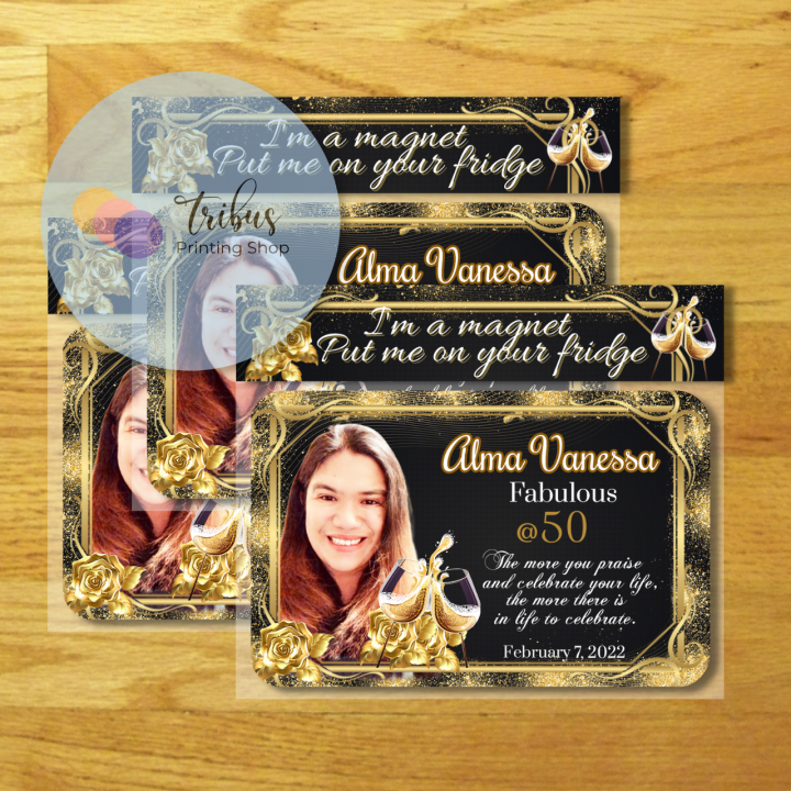 Black and Gold Theme Adult Birthday Ref Souvenir (Glittery