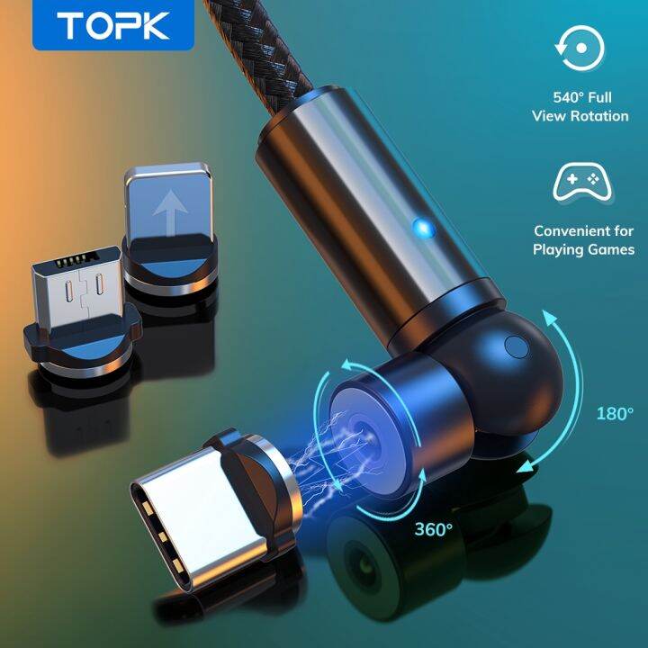 topk-exclusive-product-am68-540-free-rotation-magnetic-charging-cable-micro-usb-type-c-universal