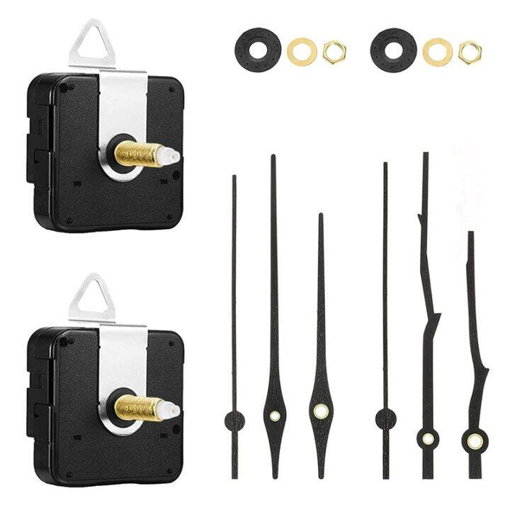 2Pcs Quartz Clock Movement Mechanism 2 Types Walnut Wood Clock Hands