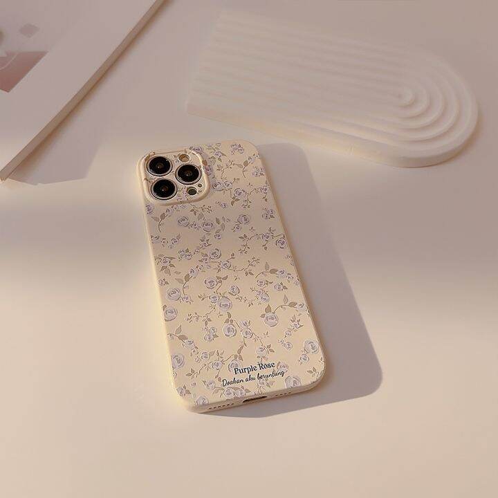 เคสโทรศัพท์มือถือ-ซิลิโคนนิ่ม-ลายดอกไม้-สไตล์วินเทจ-สําหรับ-iphone-pro-max-14-12-13