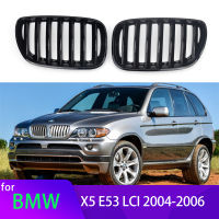 2Pcs รถสไตล์ Gloss สีดำด้านหน้าไต Slat Grill Grille สำหรับ BMW X5 E53 LCI 2004 2005 2006รถอุปกรณ์เสริม