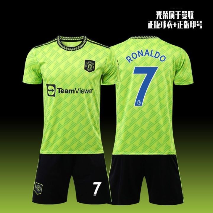 23-new-season-manchester-united-away-cristiano-ronaldo-green-shirt-with-short-sleeves-kickball-take-short-sleeve-summer-suit-custom