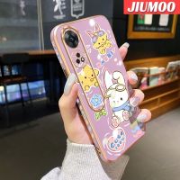 เคส JIUMOO สำหรับ OPPO Reno 8T 4G Reno 8T 5G A1 Pro 5G เคสการ์ตูนกระต่ายน่ารักแฟชันสุดสร้างสรรค์เคสโทรศัพท์ชุบดีไซน์ใหม่ขอบกันกระแทกคลุมทั้งหมดป้องกันเลนส์กล้องเคสนิ่ม