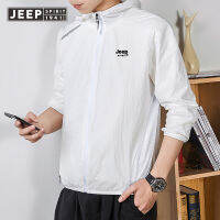 JEEP SPIRIT เสื้อแจ็กเก็ตกันแดดสำหรับผู้ชาย,เสื้อแจ็คเก็ตสไตล์ใหม่สำหรับใส่กลางแจ้งเนื้อผ้าบางเฉียบระบายอากาศได้ดีเสื้อผ้ากีฬากันลมสำหรับผู้ชาย