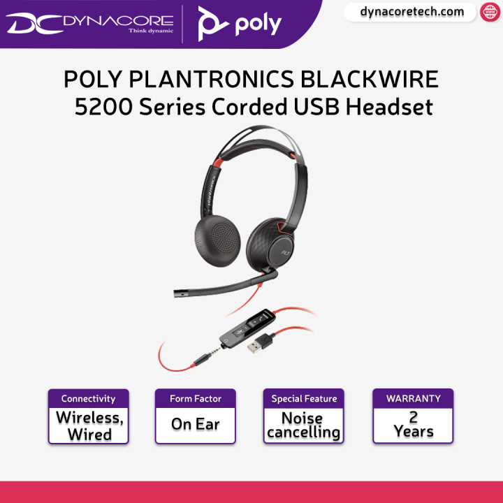 POLY PLANTRONICS BLACKWIRE 5200 Series Corded USB Headset Lazada