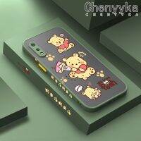 Chenyyka เคส M02s A03s A02s M02 A02ลายการ์ตูนวินนี่มีน้ำค้างแข็งโปร่งใสช้อนส้อมมีดหมีพูห์แข็งลายขอบสี่เหลี่ยมด้านข้างเป็นเคสนิ่มป้องกันกล้องปลอกซิลิโคนกันกระแทก