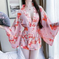 Japanese Kimono Sexy Cosplay Outfit Women Traditional Bathrobe Yukata Costumes Pajamas Soft Silk Belt Lingerie Set New Hot