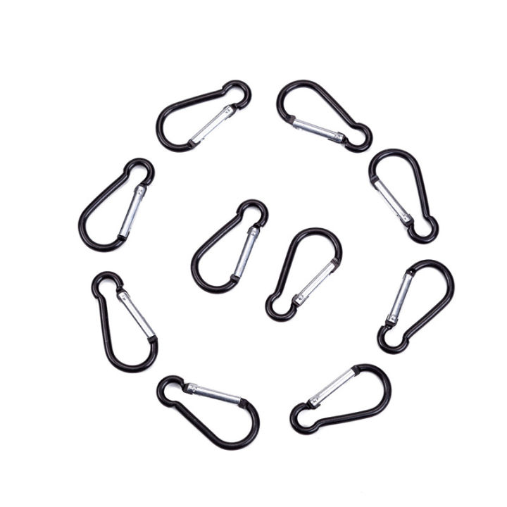 10pcs-hooks-hook-carabiners-equipment-ring-clip-chain-d-climbing-spring-black-carabiner-gourd