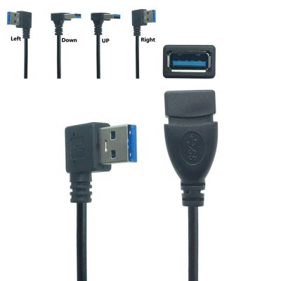 20cm 90 Degree Up Down Left Right Angled USB 2.0 A Male to USB Female Extension Adapter Black cable