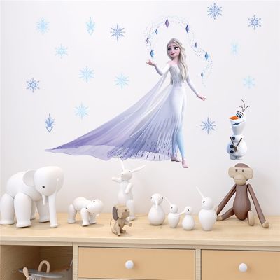 Cartoon Elsa Queen Olaf Wall Sticker For Girls Bedroom Home Decoration Diy Anime Art Mural Pvc Movie Frozen Poster Kids Decals Tapestries Hangings