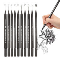 10 ชิ้น/เซ็ตกันน้ำหมึกสีดำไมครอน Neelde ปากกาวาด Pigment Fine Line Sketch Markers ปากกาสำหรับมือสีอะนิเมะ Art Supplies-ju544982