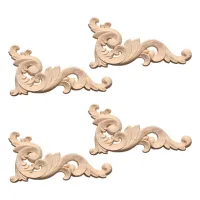 4X Wood Carved Decal Corner Onlay Applique Door Wall Decor 12 x 6cm Unpainted