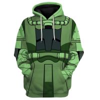 Zuoci Store เหมาะสำหรับพกพา Gundam Zaku เสื้อฮู้ดอนิเมะคอสเพลย์3D เสื้อกันหนาวมีฮูดพิมพ์ลายผู้ชายผู้หญิงลำลองสตรีทแวร์สวมหัวสวมบทบาท