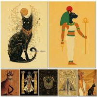 2023♧ Egyptian bastet Cat Goddess Retro Posters Vintage Kraft Paper Room Home decor Bar decoration maison Art Wall Painting