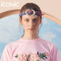 iCONiC PINK BAROQUE HEADBAND #6173 ที่คาดผมยืด ขนาด50x3cm. ยืดได้ตามศรีษะ แต่งเครื่องประดับทองและมุก ที่คาดผม