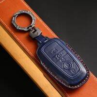 Luxury Car Key Cover for Ford Fusion Mustang Explorer F-150 F-250 F-350 2017 2018 Leather Keyring Case Shell Genuine Leather