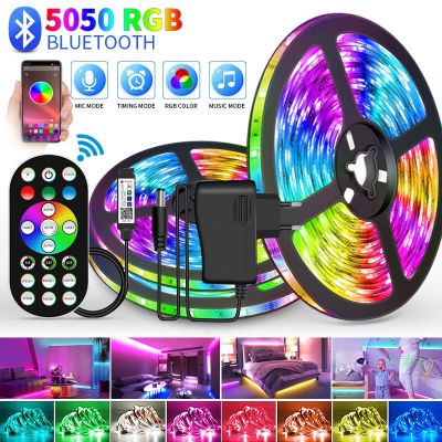 WS2812B Bluetooth LED Strip lights 5050 RGBW Remote control panel+power supply tape diode LED neon night light for room TV LED Strip Lighting