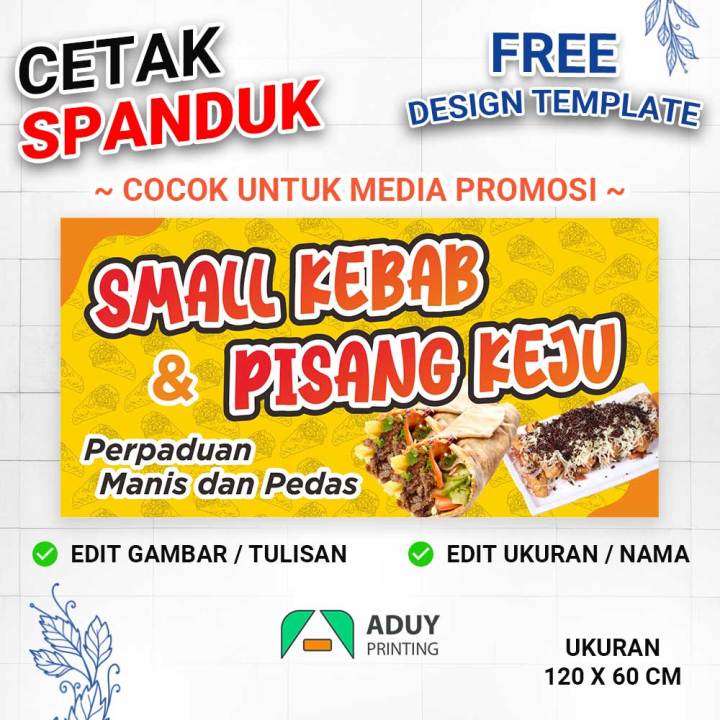 Cetak Spanduk Banner Kebab dan Pisang Keju Ukuran 120x60 Bisa Kustom ...