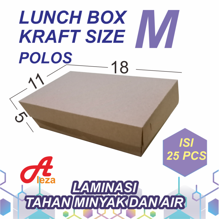 Paper lunch box coklat kraft MEDIUM/ KOTAK MAKAN TAKEAWAY ISI 25 PCS ...