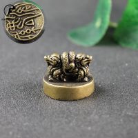 Solid Pure Brass Double Dragon Seal Statue Chinese FengShui Lucky Home Decorations Ornaments Lovable Animal Figurines Desk Decor