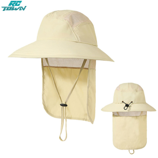 2023 men women outdoor sun hats with lanyard neck flap lightweight