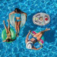 แปดหลุม Pvc Inflatable Perforated Beverage Holder Pvc Durable Overwater Inflatable Pool Plate Dual Valves