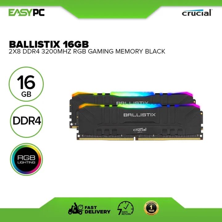 Crucial Ballistix 16GB 2x8 Ddr4 3200Mhz RGB Gaming Memory Brand New ...