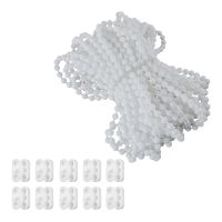 kool 10 Meters Plastic Roller Blind Roman Vertical Shade Beaded Chain Pull Cord Window Curtain Beads Rope with Connectors Spare Tool Replacement Repair Fittings