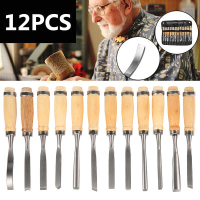 12PCS Wood Carving Chisel Sharp Woodworking Tools Carrying Case Manual Wood Carving Hand Tools Set for Carpenters