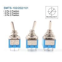 10 PCS/Lot Blue SMTS-102/202/101 SPDT ON-OFF 3A250V-6A125V Miniature toggle switch 2/3/6 Pin