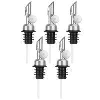 6 PCS Liquor Bottle Pourers Weighted Stainless Steel Pourer Spouts Balsamic Vinegar Pour Nozzle , Silver