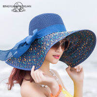 Thaya ยี่ห้อขนาดใหญ่ Brim Floppy Floppy หมวก Sun หมวกชายหาดผู้หญิงหมวกพับฤดูร้อน UV Protect Travel หมวกลำลอง Female