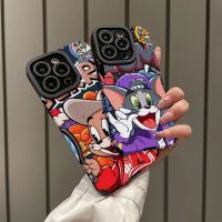 เคสโทรศัพท์มือถือหนังแกะ แบบนิ่ม ลายการ์ตูนหนู และแมว กันกระแทก สําหรับ Iphone 11Pro MAX 14 PRO MAX 11 12 13 6 7 8plus XR Xmax