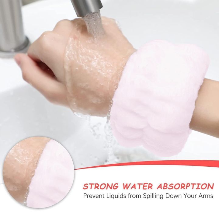สายรัดข้อมือสายรัดข้อมือผ้าขนหนูไมโครไฟเบอร์อย่างนุ่มสำหรับล้างหน้าซึมซับน้ำเพื่อป้องกันการเปียก