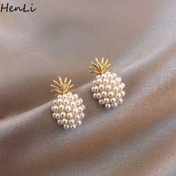 Fashion Rhinestone Big Pineapple Piercing Earrings For Women