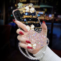 สำหรับRealme 7 5G + คริสตัลสายคล้องมือ,แฟชั่น3Dผีเสื้อShiny Glitter Starry Spaceเคสโทรศัพท์ใสTPUเคสโทรศัพท์มือถือขอบซิลิโคนกันกระแทกป้องกันโทรศัพท์มือถือปลอกสำหรับOPPO Realme7 5G