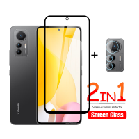 2in1สีดำขอบกระจกนิรภัยสำหรับ Xiaomi 12 Lite 5กรัมกล้องป้องกันหน้าจอ Xiaomi 12 Lite Xiaomi12lite เต็มปกโทรศัพท์ HD ฟิล์ม