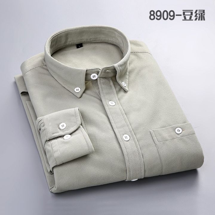 codtheresa-finger-ready-stock-mens-formal-shirt-long-sleeve-slim-fit-casual-corduroy-kemeja-lelaki-plain-baju-men-t-shirts