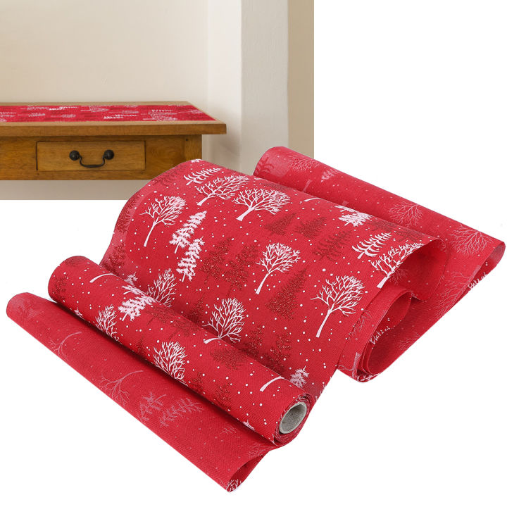 p7tjd-ผ้าโต๊ะคริสต์มาสพิมพ์ลายผ้าผ้าปูโต๊ะโพลีเอสเตอร์ต้นคริสต์มาสสีแดงสำหรับงานเลี้ยงในบ้าน
